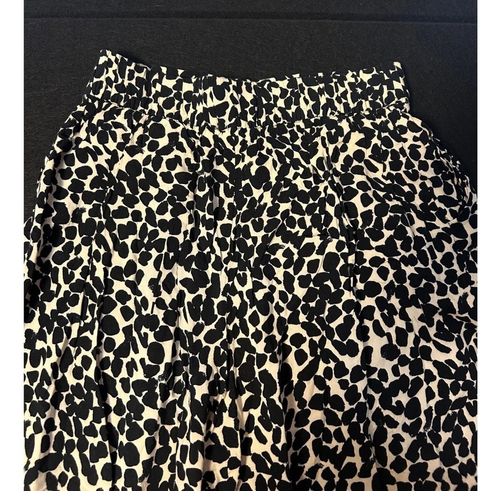 H M Wide Leg Cropped Pants Animal Print Black White Size 6 Retro Prep - Picture 4 of 5